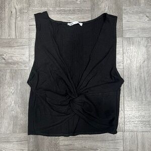 Zara Black Twist Front Crop Top Size Small